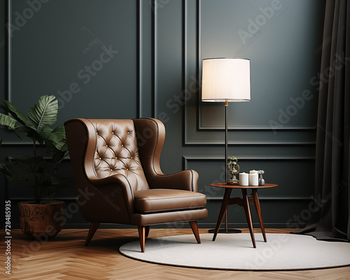 Georgian Style Furniture Room Mockup, Empty Wall Interior Mockup, 3D Render Interior Mockup