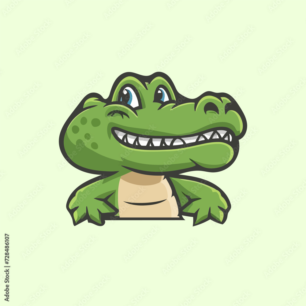 Fototapeta premium Cute crocodile vector illustration for esport team and other