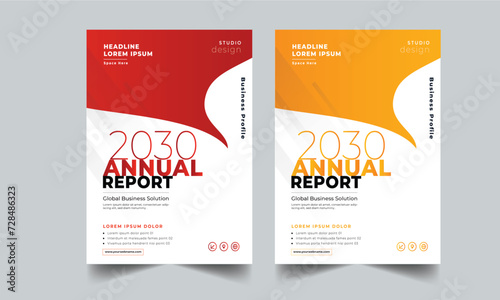 Modern annual report cover, Business annual report template design with 2 color style layout template