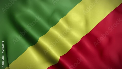 Republic of the Congo waving flag, Flag of Republic of the Congo Animation, Congolese Flag Closeup, 4k Congolese Flag Waving Animation photo