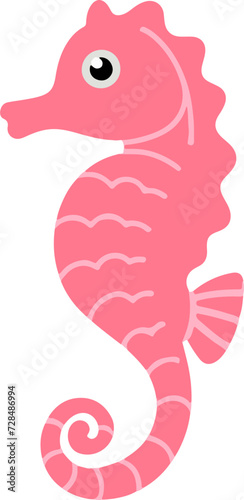 pink seahorse flat vector illustration