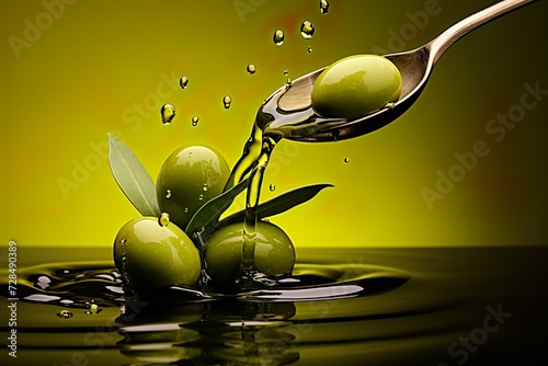 close up of olives in a spoon ready to serve enriched with olive oil 