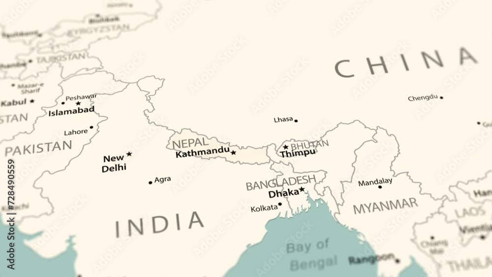 Nepal on the world map. Smooth map rotation. 4K animation. Nepal on the world map. Smooth map rotation. 4K animation.