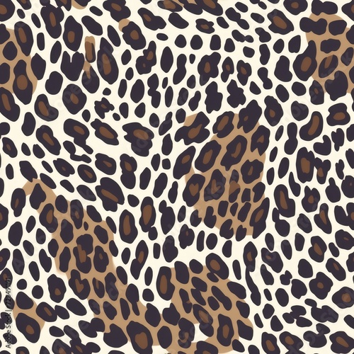 Seamless Dark Brown Leopard Spots on Light Base. Dark brown leopard spots arranged seamlessly on a light base.
