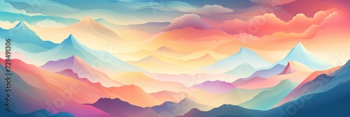 Vintage Nature Mountain Wallpaper - Colorful Abstract Illustration for Decorative Design and Retro © Web