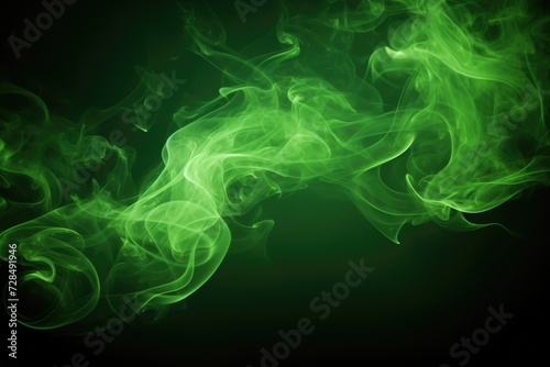 Green Smoke Spotlight. Abstract Background Design with Bright Green Smoke for Night Show, Stage