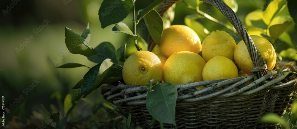 Lemons in a garden basket.