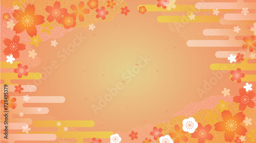 桜模様の和風背景デザイン