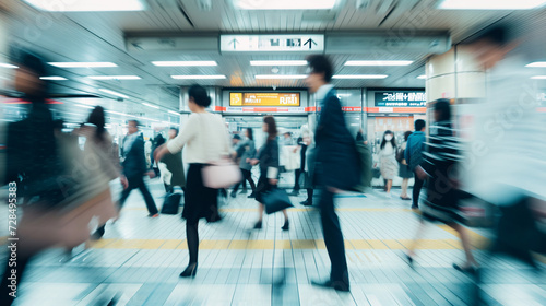 東京の駅で見る、通勤時間の慌ただしい人々 photo