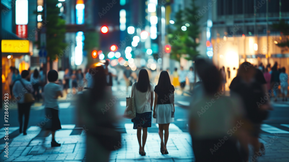 活気あふれる夜の東京の風景