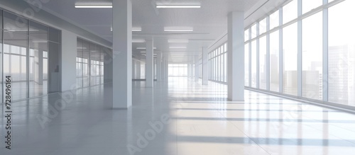 Interior modern empty office building daylight. AI generated image © saifur