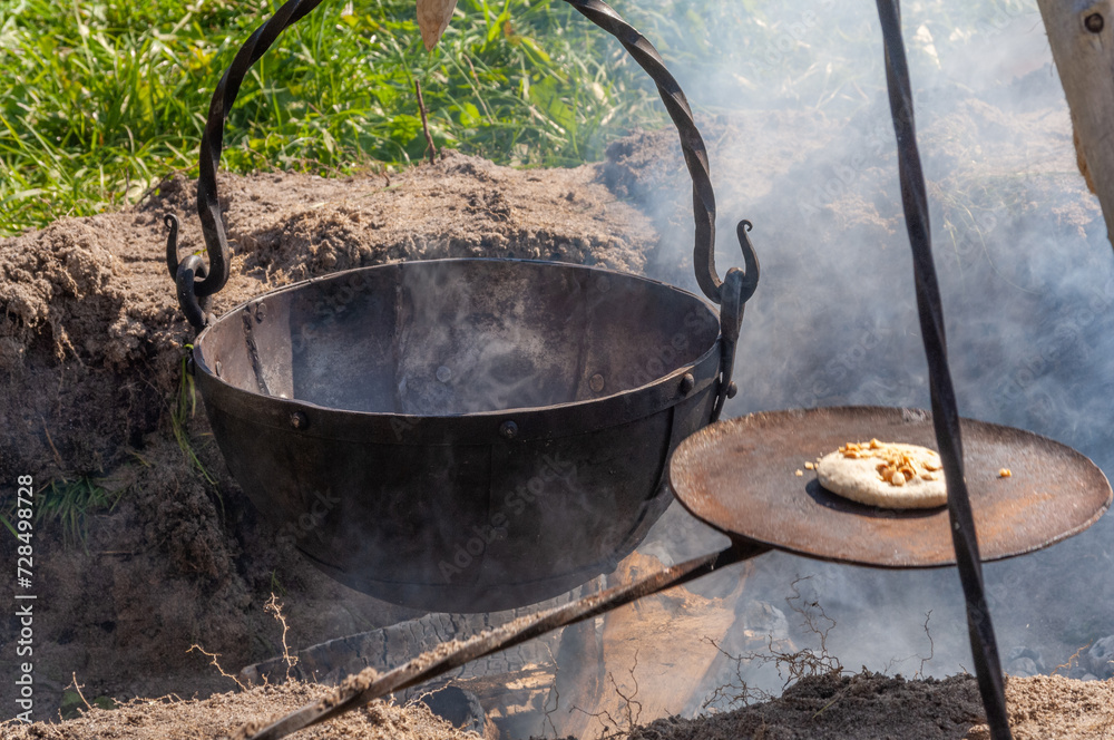 Flatbread from the campfire, iron pan Flatbread from the campfire, iron pan