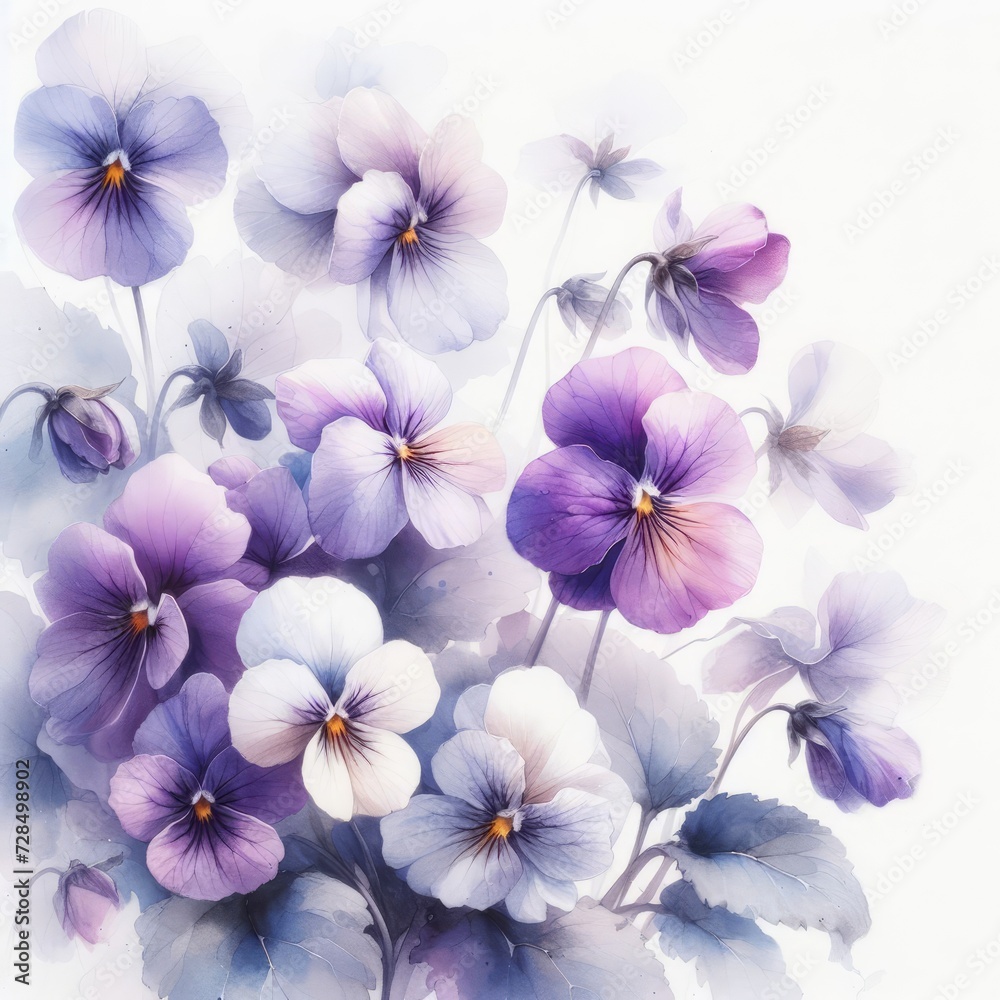 Serenity in Bloom: Watercolor Violets and Artistic Harmony