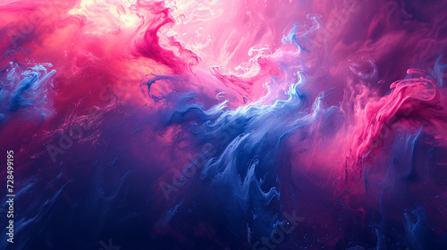 Dynamic strokes of magenta and cerulean burst forth, crafting an abstract explosion of vibrant creativity. 