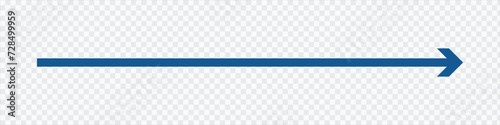 Blue long arrow to the right . vector, isolated. Blue  arrow isolated on transparency background