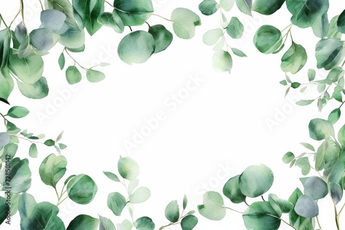 Create a beautiful and elegant invitation for your wedding with a watercolor eucalyptus frame, featuring isolated leaves and foliage on a transparent background.