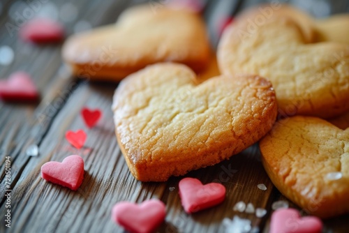 homemade heart-shaped cookies, a sweet and romantic dessert perfect for the holiday.