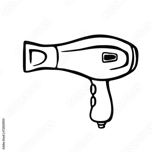 Hair dryer for hair styling, personal hygiene illustration, vector