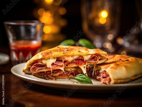 Italian Calzone Delight: Close-Up of Ham and Cheese Pies