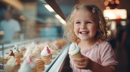 Joyful Ice Cream Moment: Happy Girl with Waffle Cone