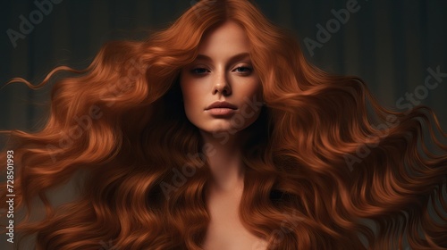 Luxurious Red Hair Styling: Young Woman Portrait