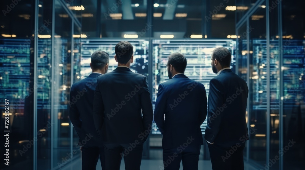 IT specialists confer at a meeting and discuss news in the computer industry IT specialists confer at a meeting and discuss news in the computer industry
