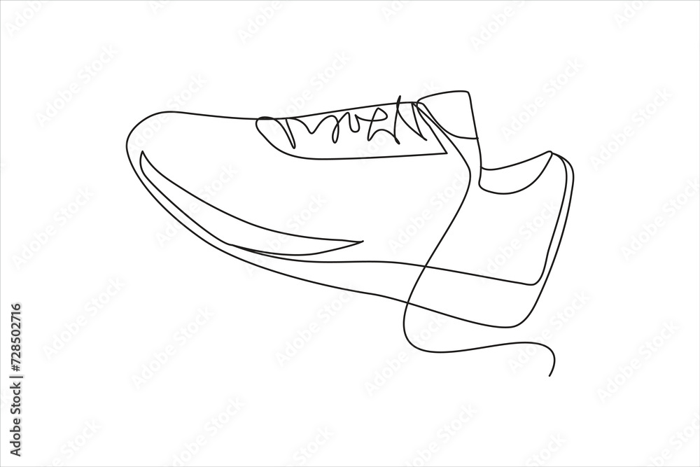 Sport shoes in continuous line art drawing. Single one line art of sport shoes. Vector illustration
Sport shoes in continuous line art drawing. Single one line art of sport shoes. Vector illustration