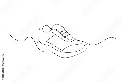 Sport shoes in continuous line art drawing. Single one line art of sport shoes. Vector illustration 