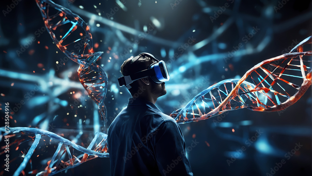 Virtual reality simulation allowing users to explore the inner workings of a DNA structure and genome.