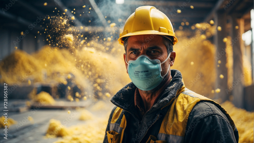 Professional construction worker wearing helmet Professional construction worker wearing helmet
