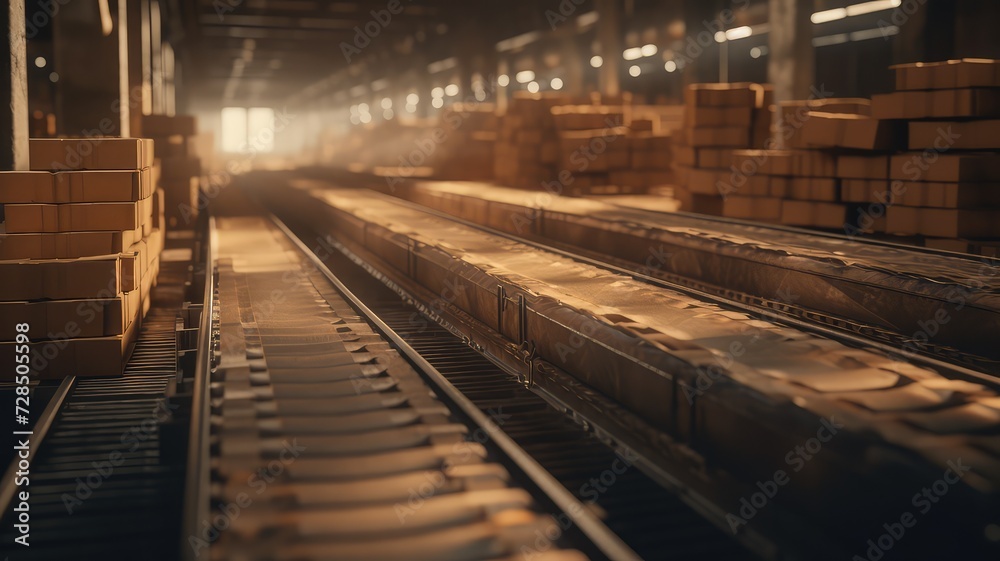 packed courier container on production line packed courier container on production line