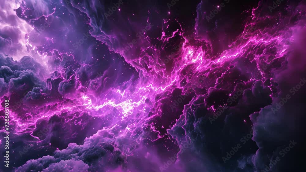 A neon purple nebula with electric currents rippling through and creating a mesmerizing visual display.