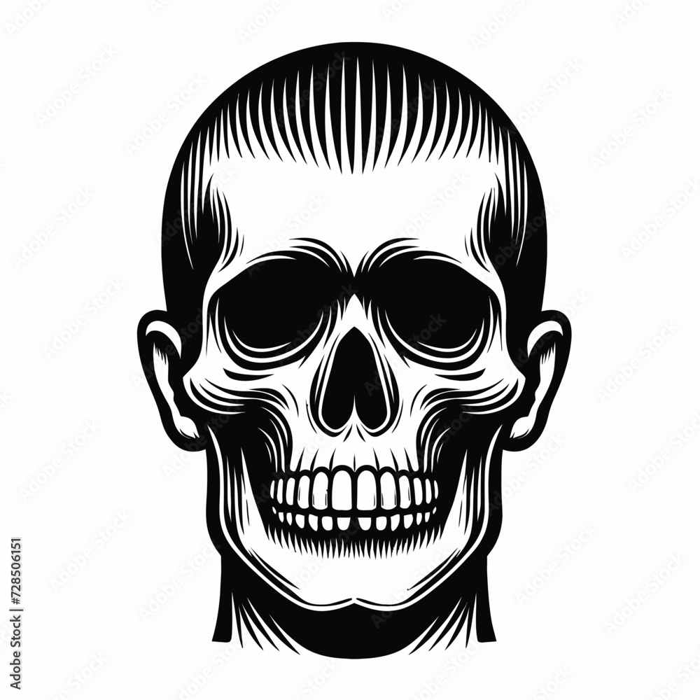 basic line Human skull  vector