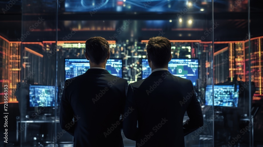 IT specialists confer at a meeting and discuss news in the computer industry IT specialists confer at a meeting and discuss news in the computer industry