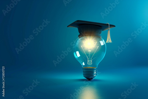 Light Bulb in Graduation Hat. Creative Idea Inspiration