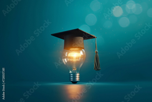Light Bulb in Graduation Hat. Creative Idea Inspiration