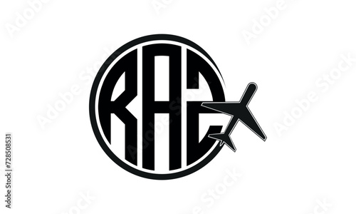 RAZ three initial letter circle tour & travel agency logo design vector template. hajj Umrah agency, abstract, wordmark, business, monogram, minimalist, brand, company, flat, tourism agency, tourist