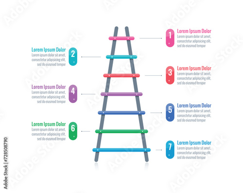 staircase infographic template. seven steps information template. business infographic template