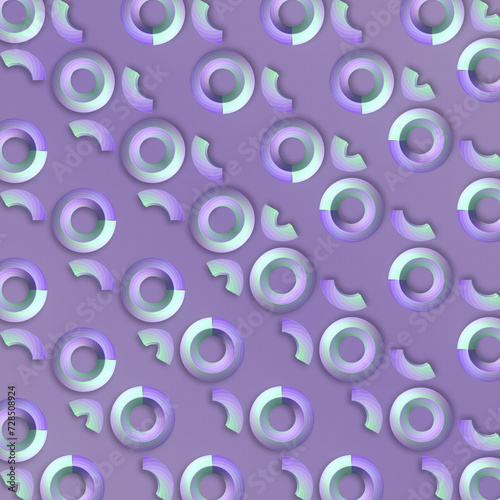 Purple background with a visually interesting and dynamic pattern of circles. 3d rendering digital illustration