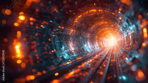 Dynamic Tunnel with Moving Lights in the Background