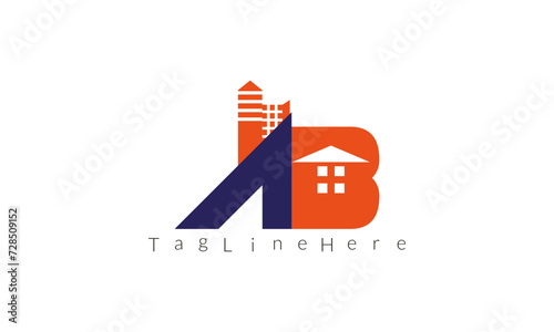 Real Estate AB latter Logo House Logo Design .