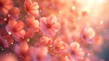 Pink Flowers in Sunlight with Bright Lights