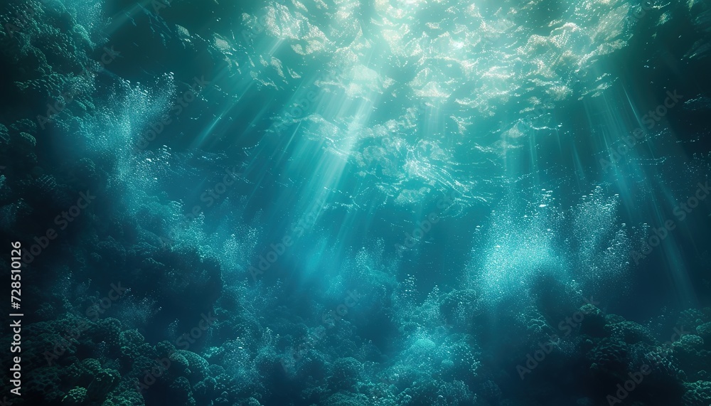 Glass Blur Ocean Simulation - Deep Blue Green Underwater Aesthetic, Trendy Background Wallpaper