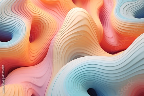 Soft pastel waves blend in a smooth, flowing abstract design, ideal for tranquil backgrounds or creative graphic elements. © Kassiopeia 