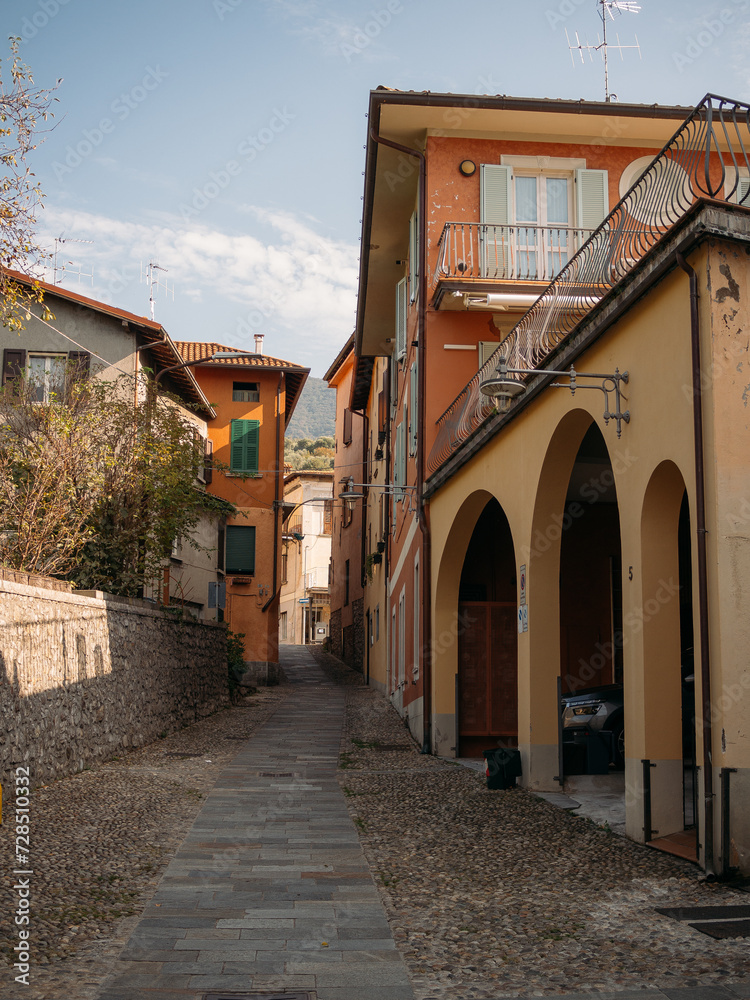 cozy old street in Sulzano, lake Iseo, Italy