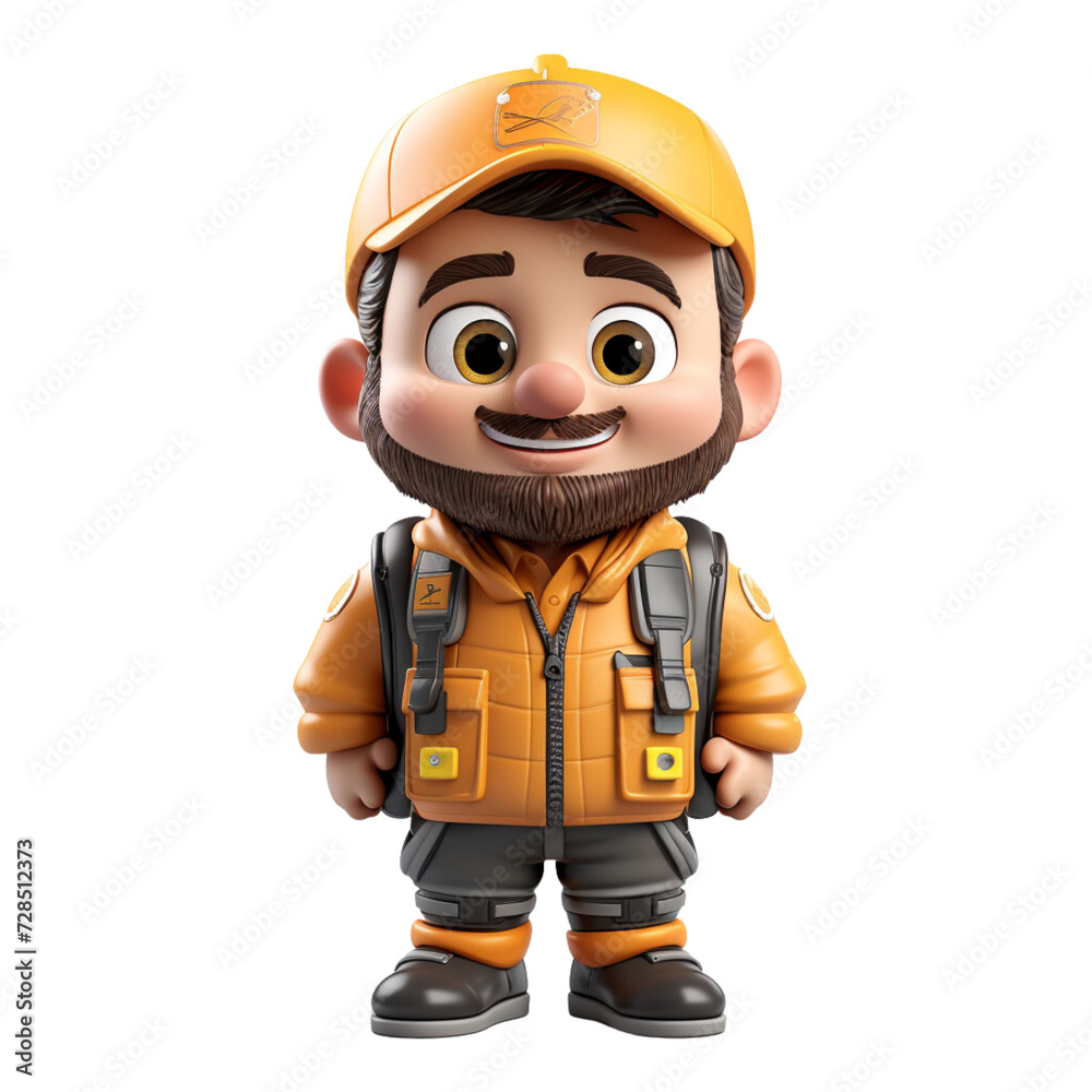 a 3d School Bus Driver on isolated transparent background png, generated with AI a 3d School Bus Driver on isolated transparent background png, generated with AI