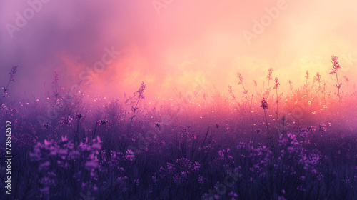 Roam through a twilight meadow of lavender and gold, an abstract interpretation of a serene dusk where soft gradients mingle in a harmonious blend of tranquility. 