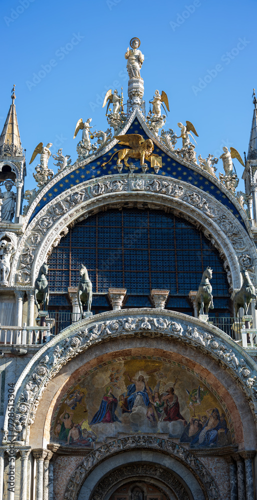 Ornaments on the Famous San Marco Basilica on the Venetian famous Square, Venice - Italy