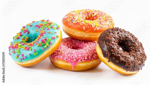 colorful donuts set isolated on white background