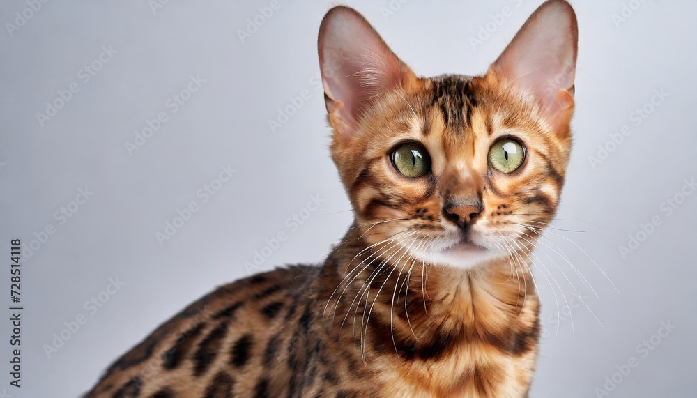 cute bengal cat on white background adorable pet
